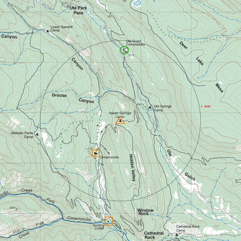 map of Aspen Springs and vicinity