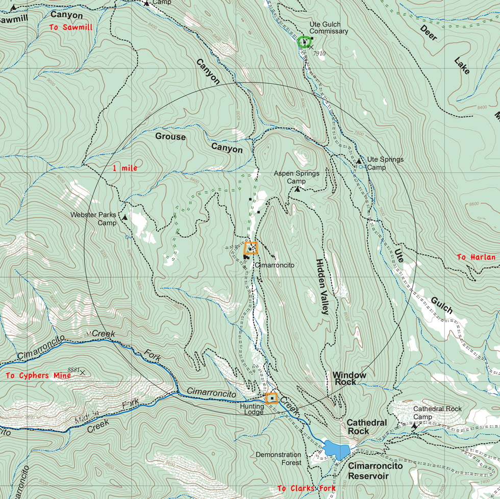 map of Cimarroncito and vicinity