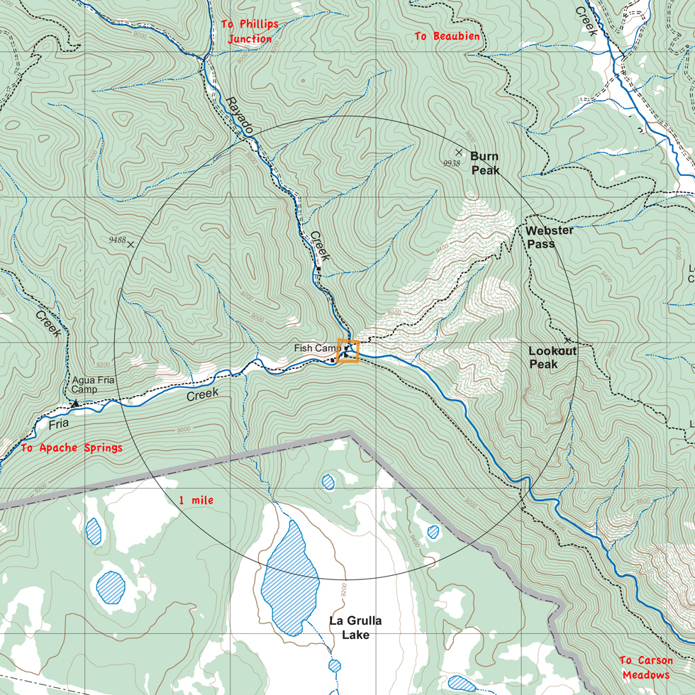 map of Fish Camp and vicinity